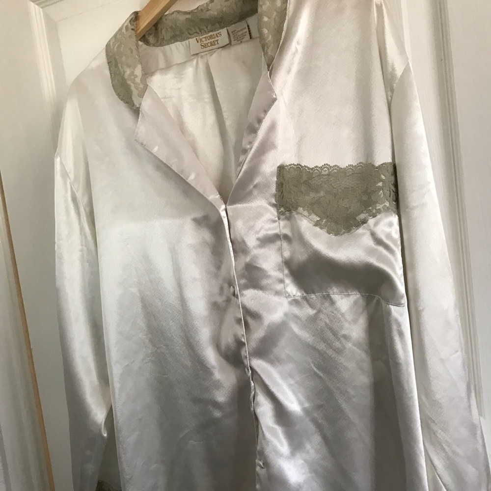 White silk Victoria’s Secret pajama set